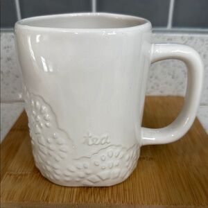 Rae Dunn White Embossed TEA Mug